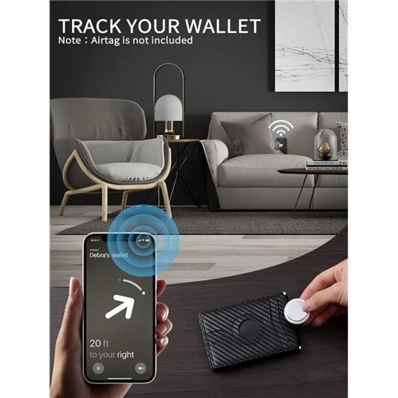 AirTag Wallet Men Slim Minimalist Bifold Wallet With AirTag Holder RFID Blocking - Picture 3 of 7